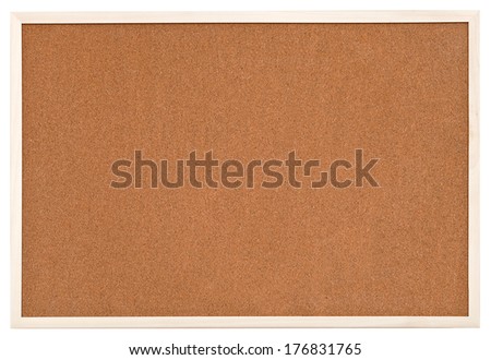 empty bulletin cork board in white frame isolated on white background