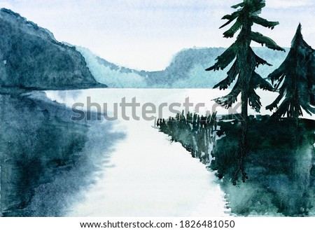 Similar – Foto Bild wasserfarben Bergsee