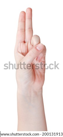 finger counting two - hand gesture isolated on white background