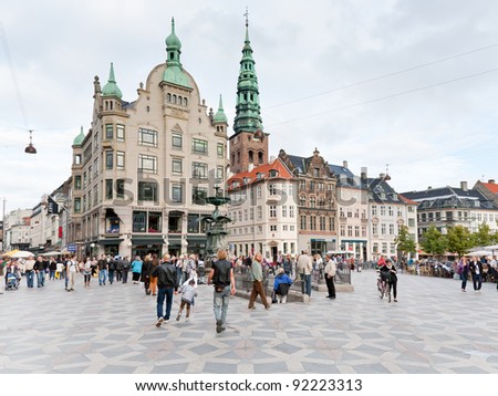COPENHAGEN - SEPTEMBER, 10: Amagertorv - central square. In 1449 it is referred to as the Fishmonger\'s Market and in 1472 name Amagertorv first appears in Copenhagen, Denmark. On September 10, 2011
