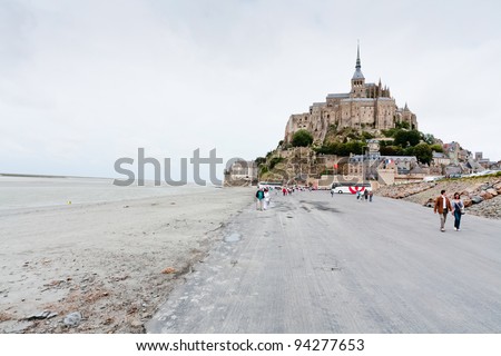 MONT SAINT-MICHEL, FRANCE - JULY 5: Mont Saint-Michel. Mont-Saint-Michel was used in 6-7th centuries as Armorican stronghold and monastic building was establised in 8th century, France on July 5, 2010