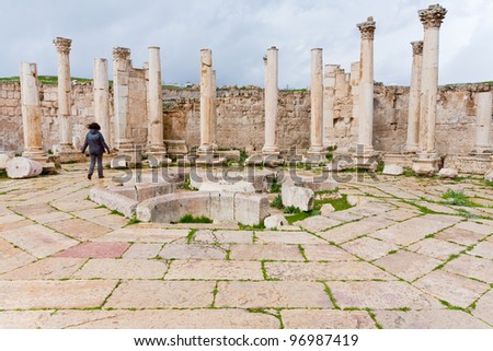 ruins of ancient market house in antique town Jerash, Jordan