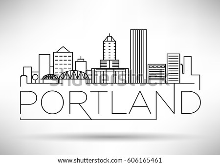 Minimal Portland Linear City Skyline with Typographic Design