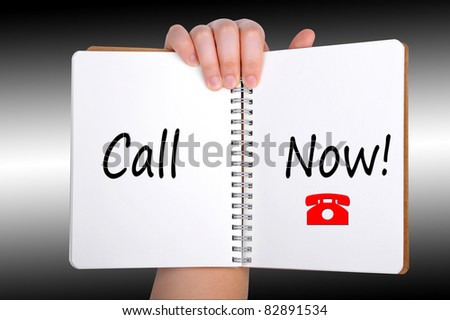 Call Now words on book