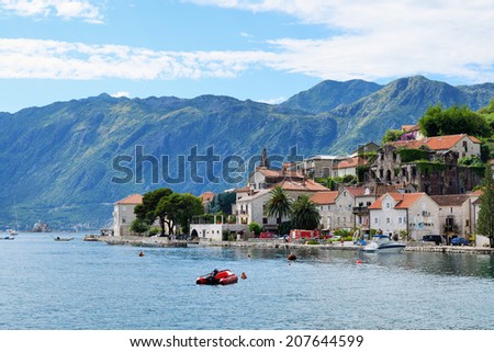 Town Perast in Bay of Kotor, Montenegro