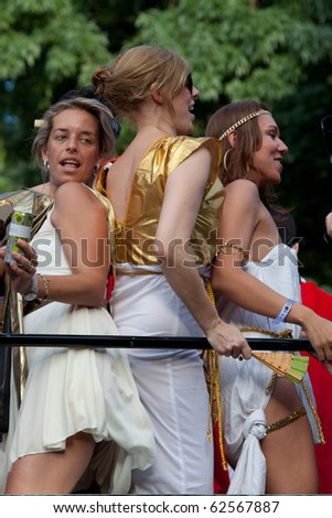 MADRID, SPAIN - JULY 3: Unidentified participants in Gay Pride Celebration on July 3, 2010 in Madrid, Spain.