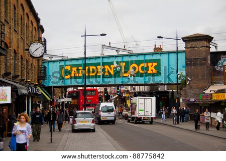 London - Nov 5: Camden Lock Bridge, Famous Alternative Culture Shops On ...