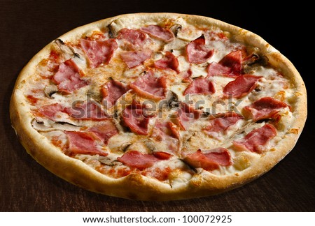 Pizza prosciutto e funghi with ham and mushrooms - isolated\
Collection of dozens of various pizza (30 items)