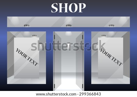 Shop Front. Exterior horizontal windows empty for your store product presentation or design.Part of set