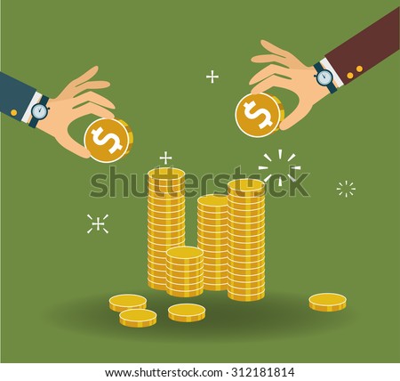 Vector illustration. Money and money making. shopping. Business.