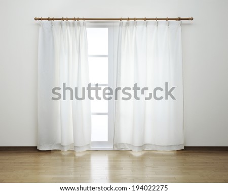 empty room with window and curtains