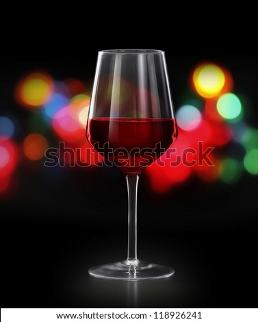Red wine glass  on black background