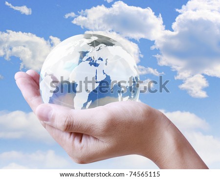 hand with globe