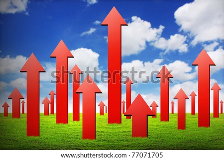 Graph with arrow showing profits and gains