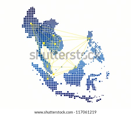 AEC Map and network on white background