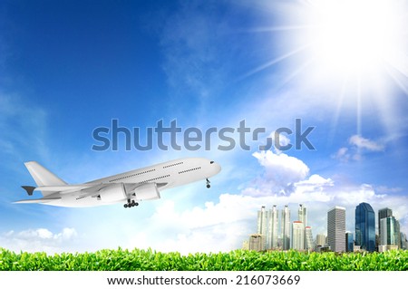 Air transport with blue sky
