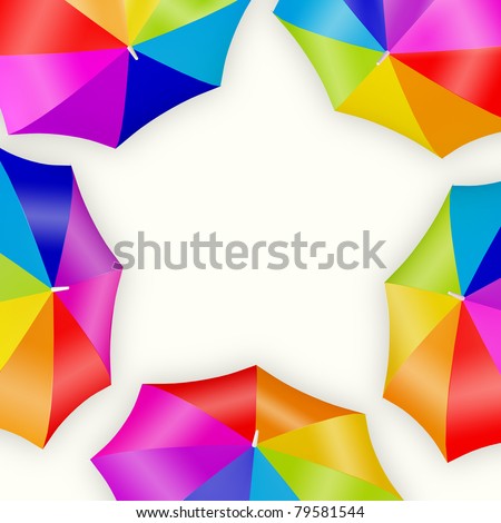 multicolored rainbow umbrella shot from the top - isolated on white background;