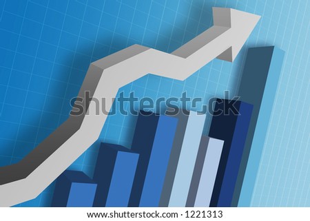Business Graph with arrow showing profits and gains
