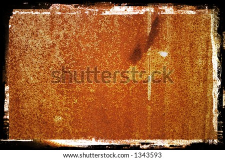 Grungy Rusty Metal background with white frame