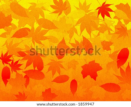 A falling leaves illustrated background using fall colors with a slight organic texture overlay