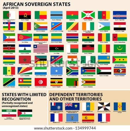 Vector Set Of Flags Of Sovereign States And Other Territories Of Africa ...