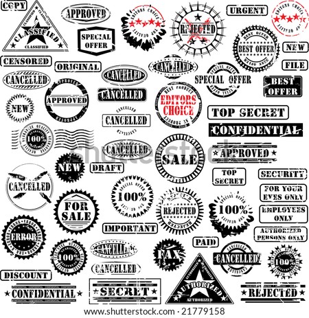 Collection of grunge rubber stamps. See other rubber stamp collections in my portfolio. Non grunge version - see picture ID 17138866