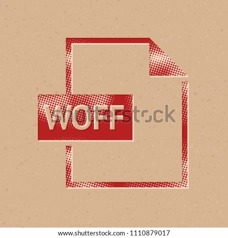 File format icon in halftone style. Grunge background vector illustration.