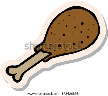 Hand drawn chicken drum stick in sticker style vector illustration