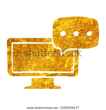 Hand drawn Webinar icon in gold foil texture vector illustration