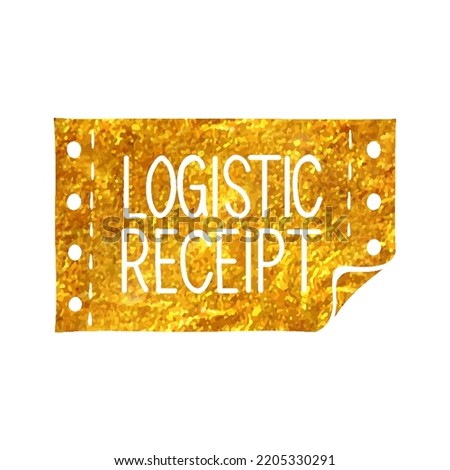 Hand drawn Logistic receipt icon in gold foil texture vector illustration