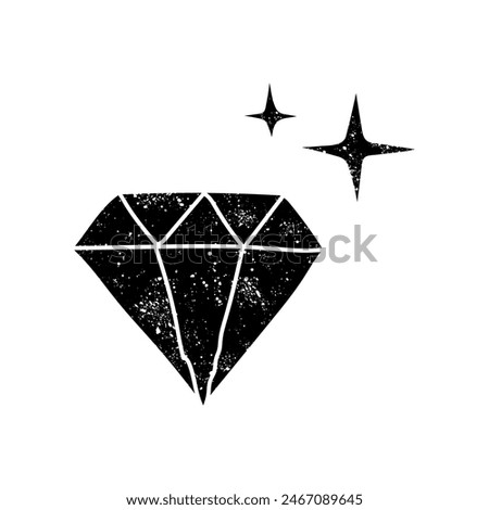 Diamond black hand drawn icon in grunge look