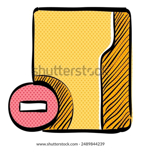 Folder halftone icon hand drawn color vector illustration