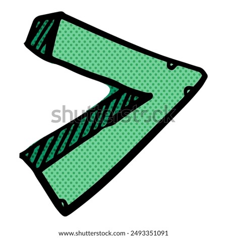 Math symbol greater than hand drawn halftone color vector illustration