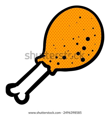 Hand drawn chicken drum stick halftone color vector illustration