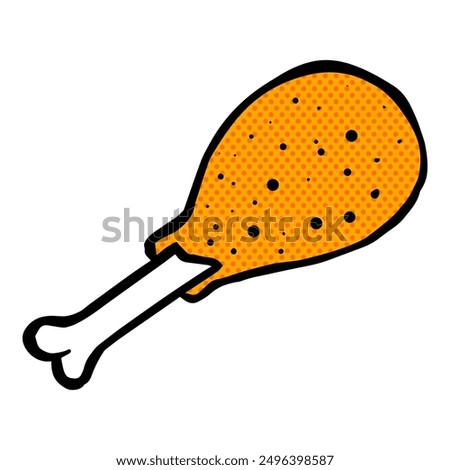 Hand drawn chicken drum stick halftone color vector illustration