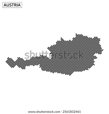 A dotted representation of Austria's map fills the space, showcasing its unique outline and borders.