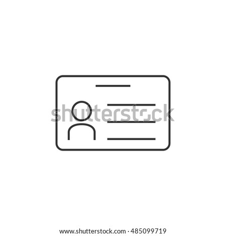 ID Card icon in thin outline style. Identity office worker businessman 