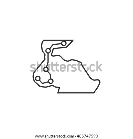 Rally route map icon in thin outline style. Extreme transportation sport automotive