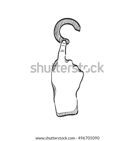 Finger gesture icon in doodle sketch lines. Gadget touch pad display smartphone laptop computer