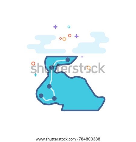 Rally route map icon in outlined flat color style. Vector illustration.