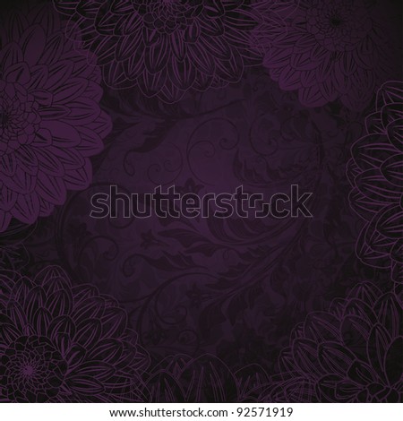 Vector antique purple floral background