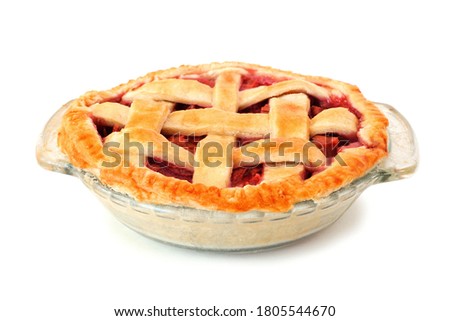 Similar – Image, Stock Photo Strawberry and rhubarb pie with a lattice crust. Fruits dessert