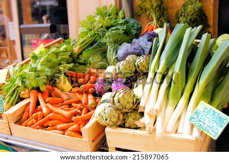 Fresh vegetables for sale at an outdoor market