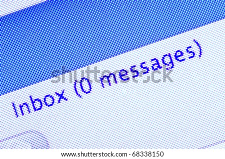 close up of an email program screen on a computer monitor showing a message of an empty inbox