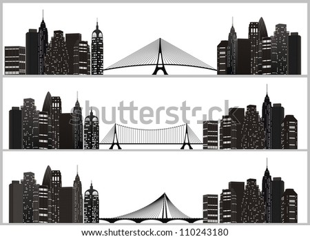 night city silhouette with bridge