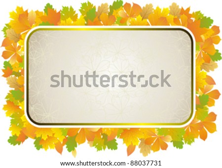 autumn yellow leaves frame, landscape