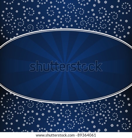 winter blue card with snowflakes and ellipse frame