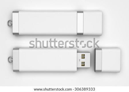 usb flash drive storage device white isolated on white background