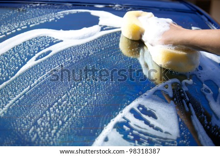 sponge over the car for washing