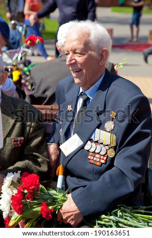 MOSCOW, RUSSIA - MAY 9: A veteran celebrates day of a victory in the Second World War, May 9, 2013 in Moscow, Russia.